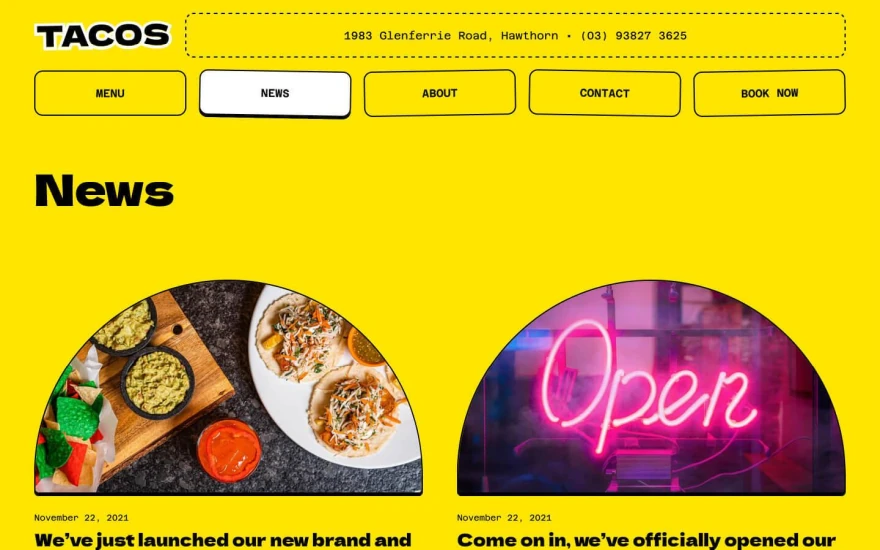 Third screenshot of Tacos Restaurant website webflow template