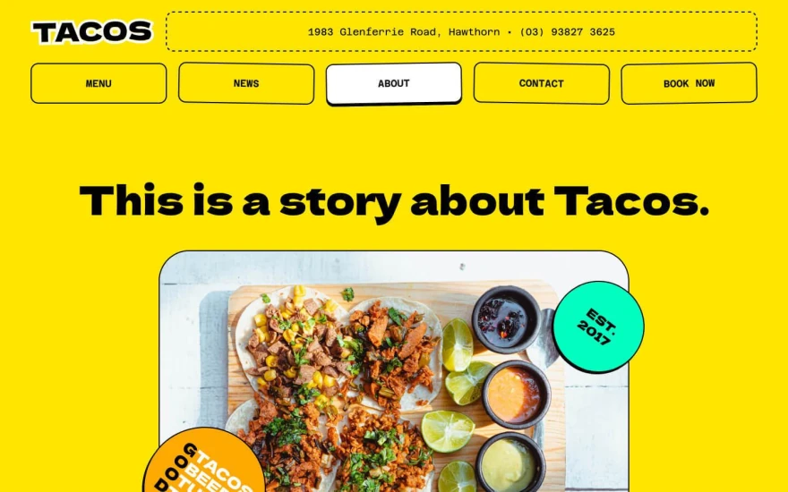 Fourth screenshot of Tacos Restaurant website webflow template