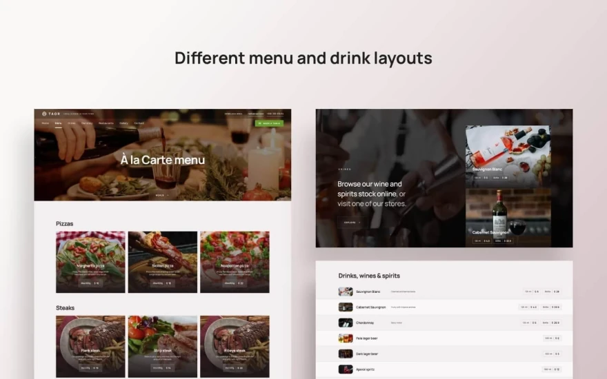Second screenshot of Taor Restaurant website webflow template