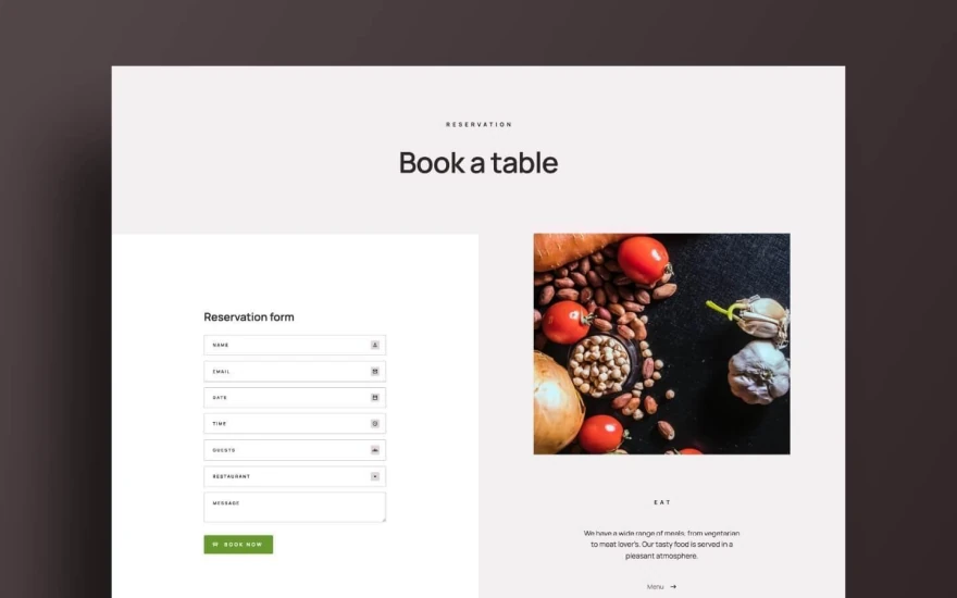 Fourth screenshot of Taor Restaurant website webflow template
