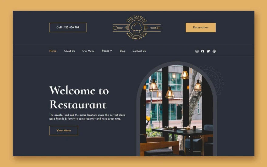 First screenshot of TasteEat Restaurant website webflow template