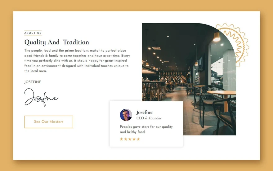 Second screenshot of TasteEat Restaurant website webflow template