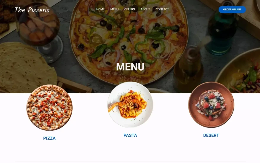 Fourth screenshot of The Pizzeria Restaurant website webflow template