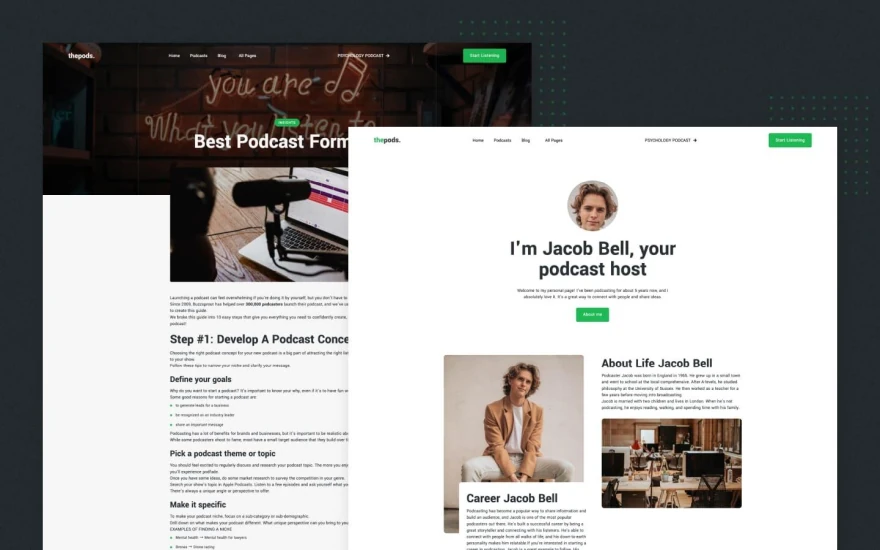 Fourth screenshot of Thepods Podcast website webflow template