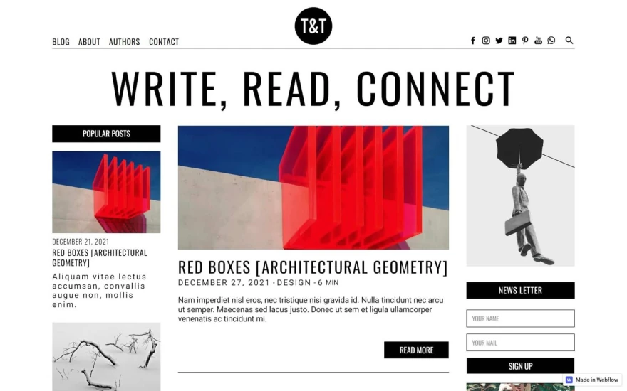 Third screenshot of T&T Blog website webflow template