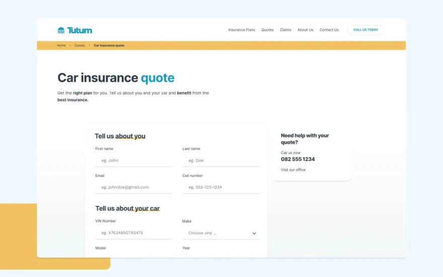 Third screenshot of Tutum Insurance website webflow template