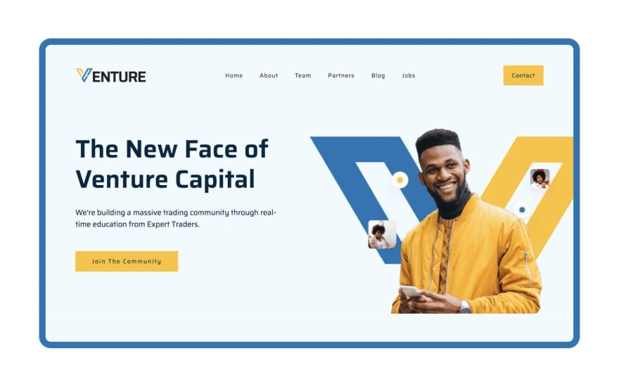 Second screenshot of Venture Investment website webflow template