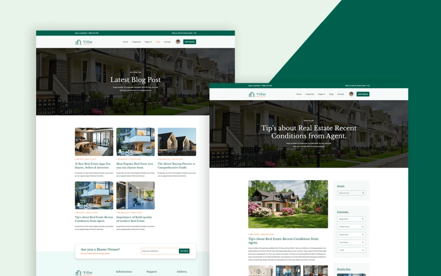 Fifth screenshot of Villar Real Estate website webflow template