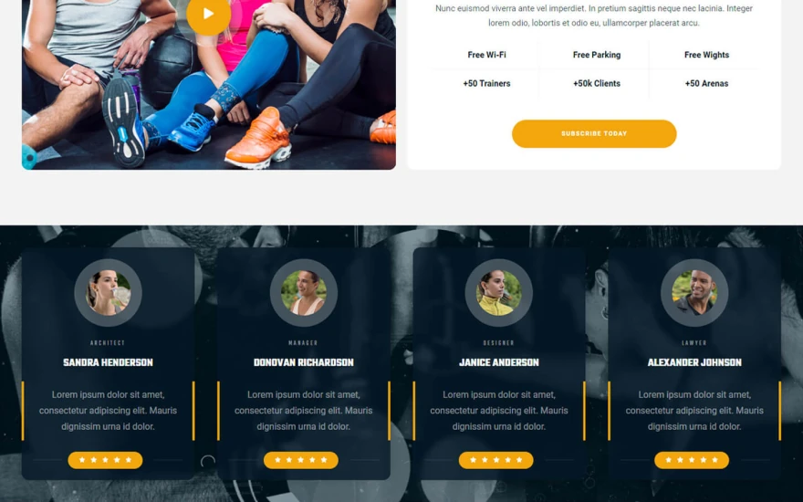 Third screenshot of Xtreme Gym website webflow template