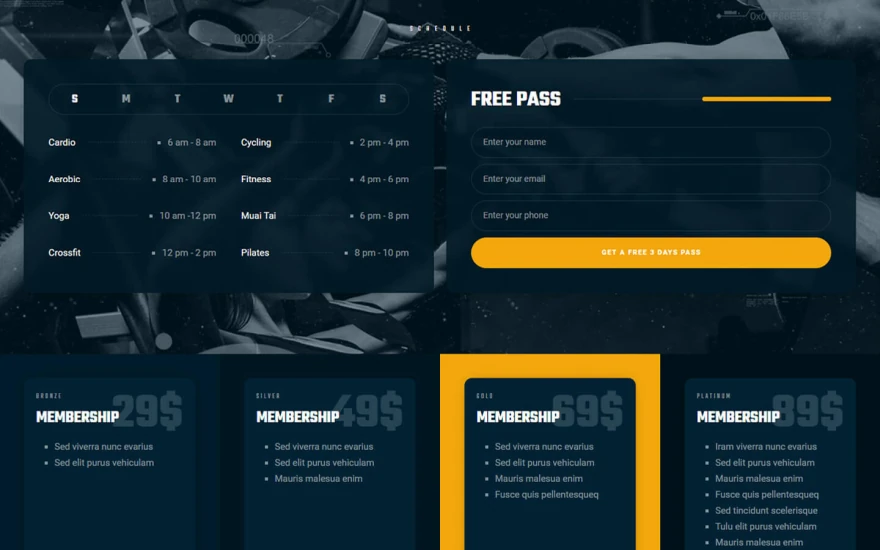 Fifth screenshot of Xtreme Gym website webflow template