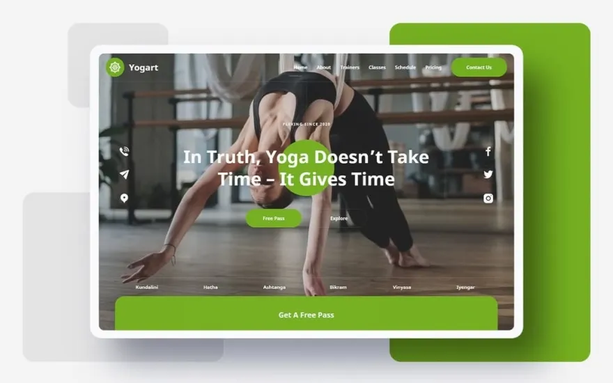 First screenshot of Yogart Gym website webflow template