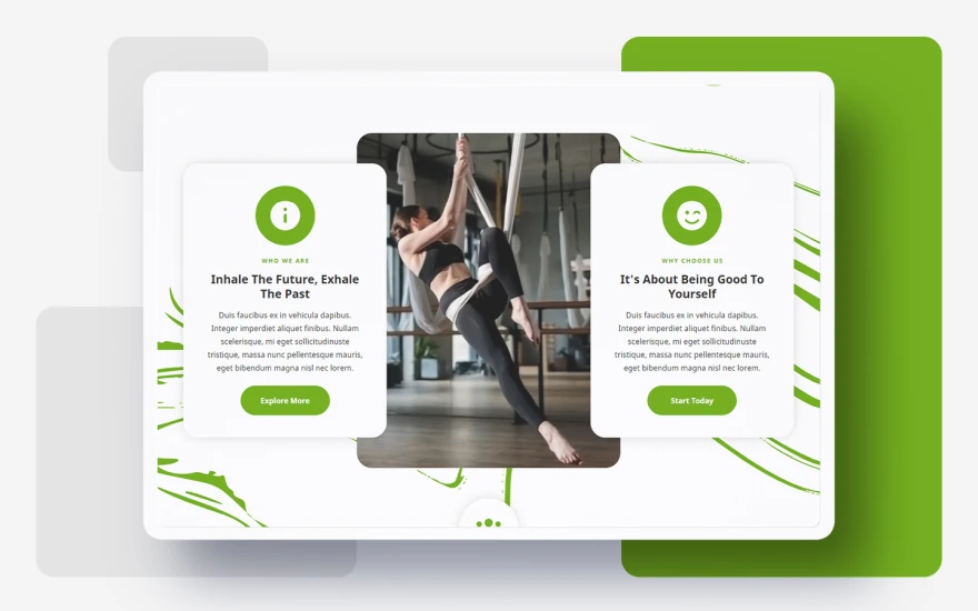 Second screenshot of Yogart Gym website webflow template