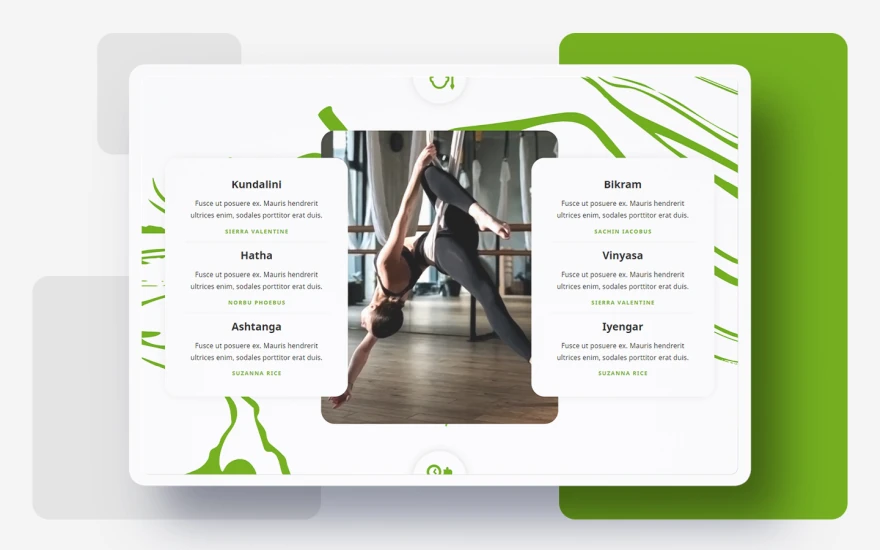 Fourth screenshot of Yogart Gym website webflow template