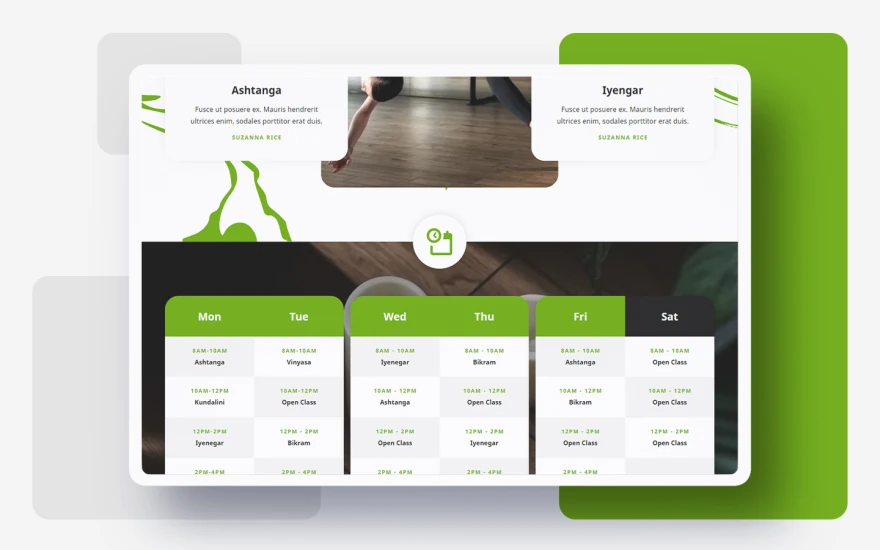 Fifth screenshot of Yogart Gym website webflow template